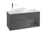 Villeroy und Boch Finion Waschtischunterschrank F931GKGK 120cm, Abdeckplatte white matt, Regale Anthracite matt lacquer, Anthracite matt
