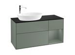Villeroy und Boch Finion Waschtischunterschrank F932GMGM 120cm, Abdeckplatte black matt, Regale Olive matt lacquer, Olive Matt Lacquer