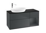 Villeroy und Boch Finion Waschtischunterschrank F932HGHG 120cm, Abdeckplatte black matt, Regale Midnight matt lacquer, Midnight Blue Matt Lacquer
