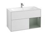 Villeroy und Boch Finion Waschtischunterschrank F040GMMT 99,6x59,1x49,8cm, Regal rechts Olive Matt Lacquer, White matt lacquer