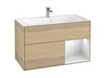 Villeroy und Boch Finion Waschtischunterschrank F040MTPC 99,6x59,1x49,8cm, Regal rechts White matt lacquer, Oak Veneer
