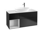 Villeroy und Boch Finion Waschtischunterschrank F941GFPD 120cm, Abdeckplatte white matt, Regale Glossy white lacquer, Black matt lacquer