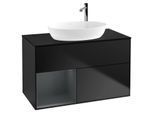 Villeroy und Boch Finion Waschtischunterschrank F892HGPD 100cm, Abdeckplatte black matt, Regale Midnight matt lacquer, Black matt lacquer