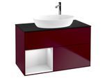 Villeroy und Boch Finion Waschtischunterschrank F892MTHB 100cm, Abdeckplatte black matt, Regale White matt lacquer, Peony Matt
