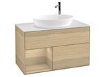 Villeroy und Boch Finion Waschtischunterschrank F891PCPC 100cm, Abdeckplatte white matt, Regale Oak Veneer, Oak Veneer