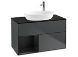 Villeroy und Boch Finion Waschtischunterschrank G892PDHG 100cm, Abdeckplatte black matt, Emotion, Regale Black matt lacquer, Midnight Blue Matt Lacquer