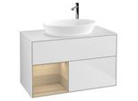 Villeroy und Boch Finion Waschtischunterschrank G891PCMT 100cm, Abdeckplatte white matt, Emotion, Regale Oak Veneer, White matt lacquer
