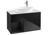 Villeroy und Boch Finion Waschtischunterschrank G891PDPD 100cm, Abdeckplatte white matt, Emotion, Regale Black matt lacquer, Black matt lacquer
