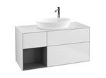 Villeroy und Boch Finion Waschtischunterschrank G941GKMT 120cm, Abdeckplatte white matt, Emotion, Regale Anthracite matt lacquer, White matt lacquer