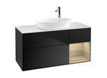 Villeroy und Boch Finion Waschtischunterschrank F951PCPD 120cm, Abdeckplatte white matt, Regale Oak Veneer, Black matt lacquer