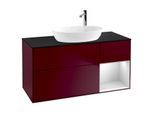 Villeroy und Boch Finion Waschtischunterschrank G952MTHB 120cm, Abdeckplatte black matt, Emotion, Regale White matt lacquer, Peony Matt