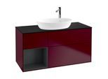 Villeroy und Boch Finion Waschtischunterschrank G942HGHB 120cm, Abdeckplatte black matt, Emotion, Regale Midnight matt lacquer, Peony Matt