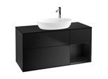 Villeroy und Boch Finion Waschtischunterschrank G952PDPD 120cm, Abdeckplatte black matt, Emotion, Regale Black matt lacquer, Black matt lacquer