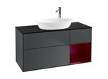 Villeroy und Boch Finion Waschtischunterschrank G952HBHG 120cm, Abdeckplatte black matt, Emotion, Regale Peony matt lacquer, Midnight Blue Matt Lacquer