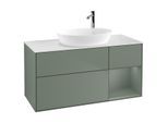 Villeroy und Boch Finion Waschtischunterschrank G951GMGM 120cm, Abdeckplatte white matt, Emotion, Regale Olive matt lacquer, Olive Matt Lacquer