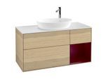 Villeroy und Boch Finion Waschtischunterschrank G951HBPC 120cm, Abdeckplatte white matt, Emotion, Regale Peony matt lacquer, Oak Veneer