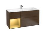 Villeroy und Boch Finion Waschtischunterschrank F060HFGN 119,6x59,1cm, Regal links Gold matt, Walnut veneer