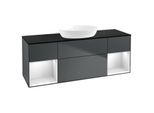 Villeroy und Boch Finion Waschtischunterschrank FD02MTHG 120cm, Abdeckplatte black matt, Regale White matt lacquer, Midnight Blue Matt Lacquer