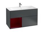Villeroy und Boch Finion Waschtischunterschrank G030HBHG 99,6x59,1cm, Wandbeleuchtung, Regal links Peony, Midnight Blue Matt Lacquer