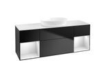 Villeroy und Boch Finion Waschtischunterschrank FD01MTPD 120cm, Abdeckplatte white matt, Regale White matt lacquer, Black matt lacquer