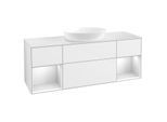 Villeroy und Boch Finion Waschtischunterschrank FD01MTGF 120cm, Abdeckplatte white matt, Regale White matt lacquer, Glossy white lacquer