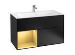Villeroy und Boch Finion Waschtischunterschrank G030HFPD 99,6x59,1cm, Wandbeleuchtung, Regal links Gold matt, Black matt lacquer