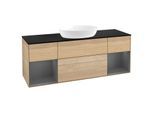 Villeroy und Boch Finion Waschtischunterschrank GD02GKPC 120cm, Abdeckplatte black matt, Emotion, Regale Anthracite matt lacquer, Oak Veneer