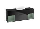 Villeroy und Boch Finion Waschtischunterschrank GD02GMPD 120cm, Abdeckplatte black matt, Emotion, Regale Olive matt lacquer, Black matt lacquer
