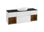 Villeroy und Boch Finion Waschtischunterschrank GD02GNMT 120cm, Abdeckplatte black matt, Emotion, Regale Walnut Veneer, White matt lacquer