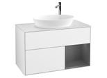 Villeroy und Boch Finion Waschtischunterschrank G901GKGF 100cm, Abdeckplatte white matt, Emotion, Regale Anthracite matt lacquer, Glossy white lacquer