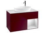 Villeroy und Boch Finion Waschtischunterschrank F901MTHB 100cm, Abdeckplatte white matt, Regale White matt lacquer, Peony Matt