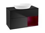 Villeroy und Boch Finion Waschtischunterschrank FA22HBPD 100cm, Abdeckplatte black matt, Regale Peony matt lacquer, Black matt lacquer