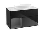 Villeroy und Boch Finion Waschtischunterschrank GA11GKPD 100cm, Abdeckplatte white matt, Emotion, Regale Anthracite matt lacquer, Black matt lacquer