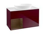 Villeroy und Boch Finion Waschtischunterschrank GA11GNHB 100cm, Abdeckplatte white matt, Emotion, Regale Walnut Veneer, Peony Matt