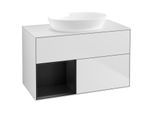 Villeroy und Boch Finion Waschtischunterschrank GA11PDMT 100cm, Abdeckplatte white matt, Emotion, Regale Black matt lacquer, White matt lacquer