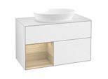 Villeroy und Boch Finion Waschtischunterschrank GA11PCGF 100cm, Abdeckplatte white matt, Emotion, Regale Oak Veneer, Glossy white lacquer