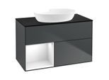 Villeroy und Boch Finion Waschtischunterschrank GA12GFHG 100cm, Abdeckplatte black matt, Emotion, Regale Glossy white lacquer, Midnight Blue Matt Lacquer