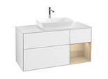 Villeroy und Boch Finion Waschtischunterschrank G831PCGF 120cm, Abdeckplatte white matt, Emotion, Regale Oak Veneer, Glossy white lacquer