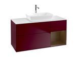 Villeroy und Boch Finion Waschtischunterschrank F831GNHB 120cm, Abdeckplatte white matt, Regale Walnut Veneer, Peony Matt
