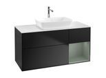 Villeroy und Boch Finion Waschtischunterschrank F831GMPD 120cm, Abdeckplatte white matt, Regale Olive matt lacquer, Black matt lacquer
