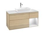Villeroy und Boch Finion Waschtischunterschrank F831MTPC 120cm, Abdeckplatte white matt, Regale White matt lacquer, Oak Veneer