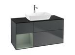 Villeroy und Boch Finion Waschtischunterschrank G822GMHG 120cm, Abdeckplatte black matt, Emotion, Regale Olive matt lacquer, Midnight Blue Matt Lacquer