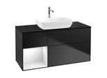 Villeroy und Boch Finion Waschtischunterschrank G822GFPD 120cm, Abdeckplatte black matt, Emotion, Regale Glossy white lacquer, Black matt lacquer