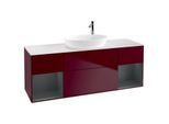Villeroy und Boch Finion Waschtischunterschrank F981HGHB 160cm, Abdeckplatte white matt, Regale Midnight matt lacquer, Peony Matt