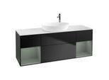 Villeroy und Boch Finion Waschtischunterschrank F981GMPD 160cm, Abdeckplatte white matt, Regale Olive matt lacquer, Black matt lacquer