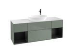 Villeroy und Boch Finion Waschtischunterschrank F981PDGM 160cm, Abdeckplatte white matt, Regale Black matt lacquer, Olive Matt Lacquer