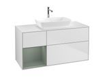 Villeroy und Boch Finion Waschtischunterschrank G821GMMT 120cm, Abdeckplatte white matt, Emotion, Regale Olive matt lacquer, White matt lacquer