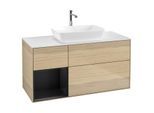 Villeroy und Boch Finion Waschtischunterschrank G821PDPC 120cm, Abdeckplatte white matt, Emotion, Regale Black matt lacquer, Oak Veneer