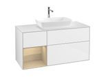 Villeroy und Boch Finion Waschtischunterschrank G821PCGF 120cm, Abdeckplatte white matt, Emotion, Regale Oak Veneer, Glossy white lacquer