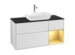 Villeroy und Boch Finion Waschtischunterschrank F832HFMT 120cm, Abdeckplatte black matt, Regale Gold matt lacquer, White matt lacquer